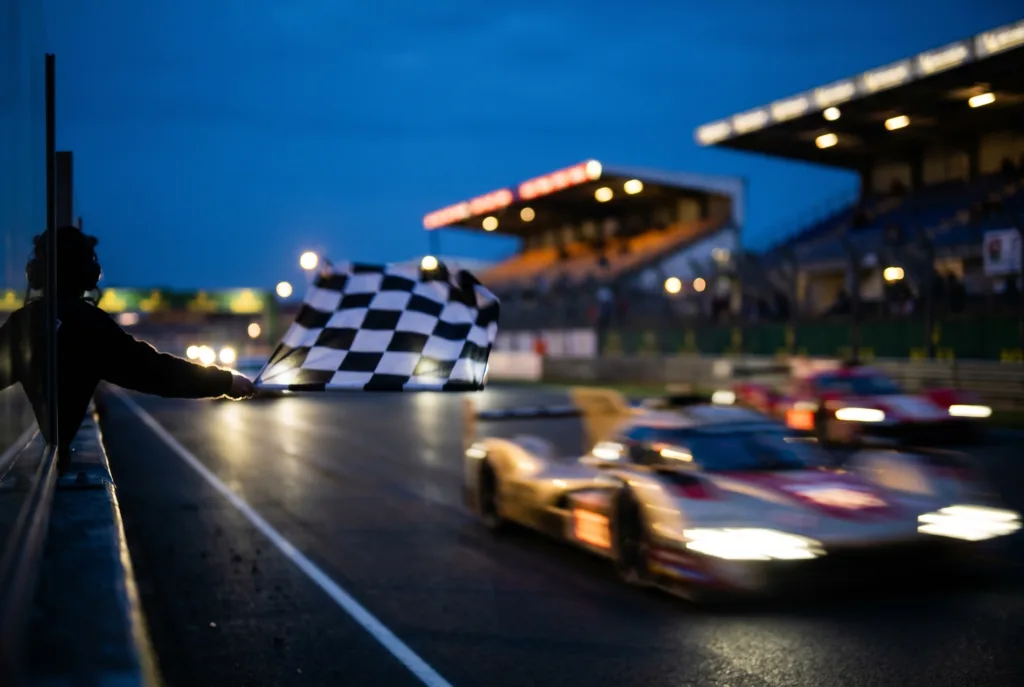24h du Mans - course nuit drapeau à damier