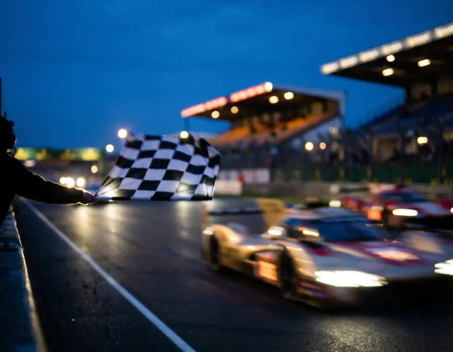 24h du Mans - course nuit drapeau à damier