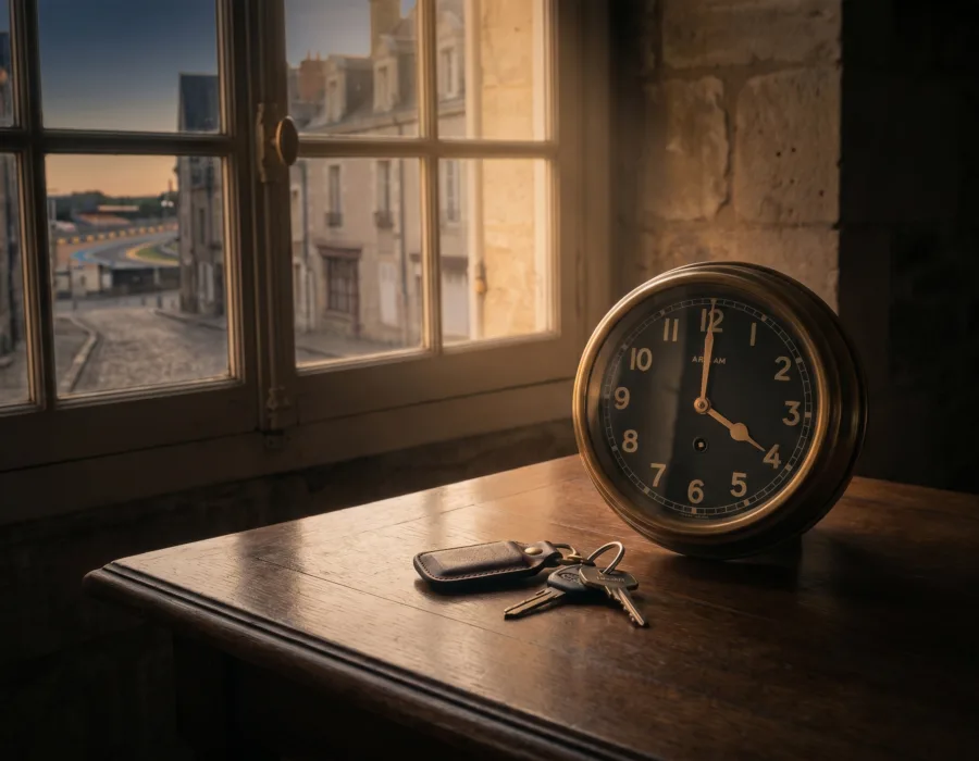 Réservation VTC 4h matin Le Mans - horloge clés voiture